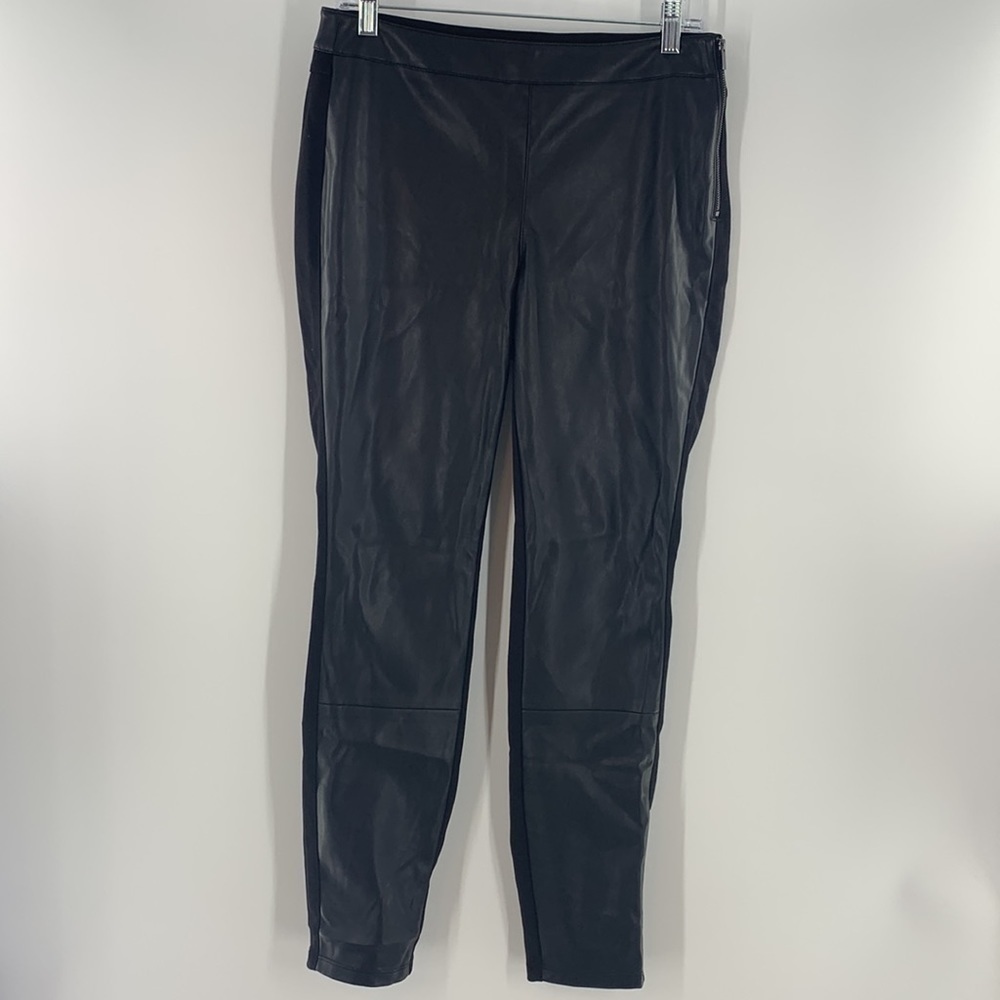 WHITE HOUSE BLACK MARKET WHBM BLACK FAUX RIDING LEATHER LEGGINGS SIZE 8